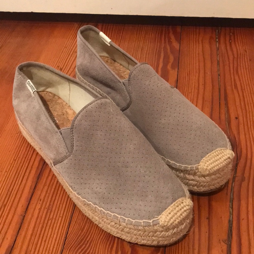 Soludos platform espadrilles size 81/2 taupe/grey